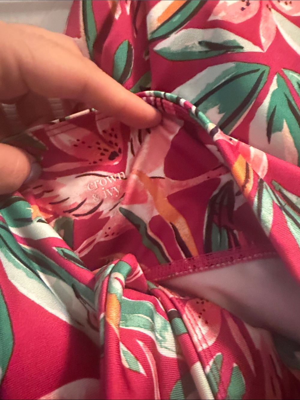 crown & ivy Pink Tropical Floral Swim Top - Picture 2 of 3